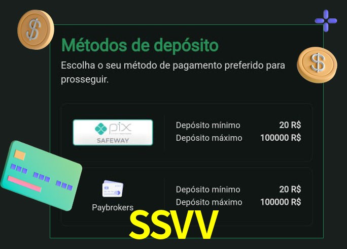 O cassino SSVV oferece uma grande variedade de métodos de pagamento